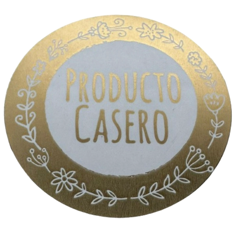 STICKER PRODUCTO CASERO DORADO 100UN 38MM - 1