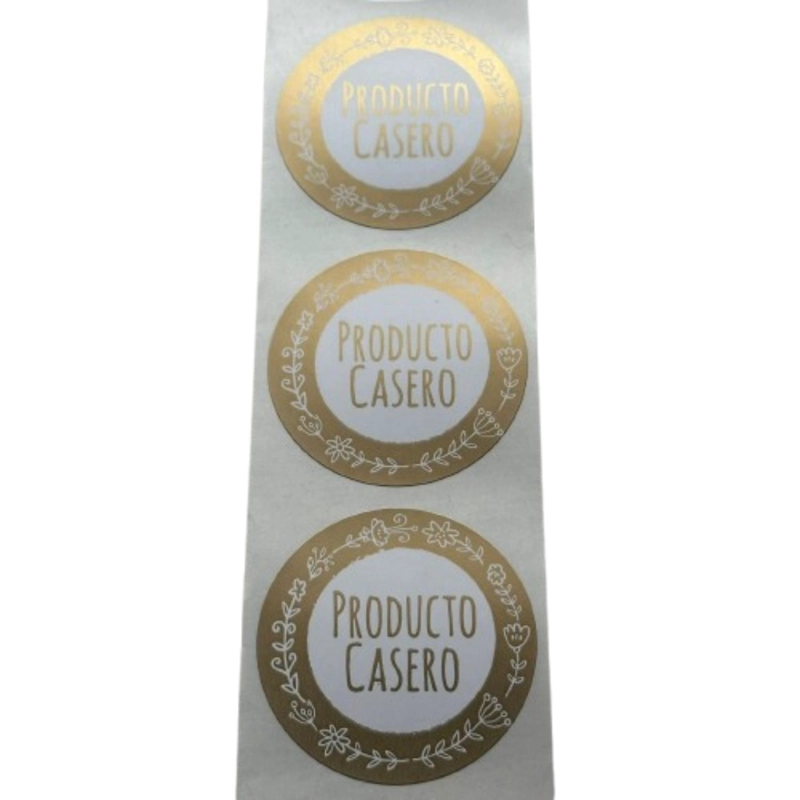 STICKER PRODUCTO CASERO DORADO 100UN 38MM - 2