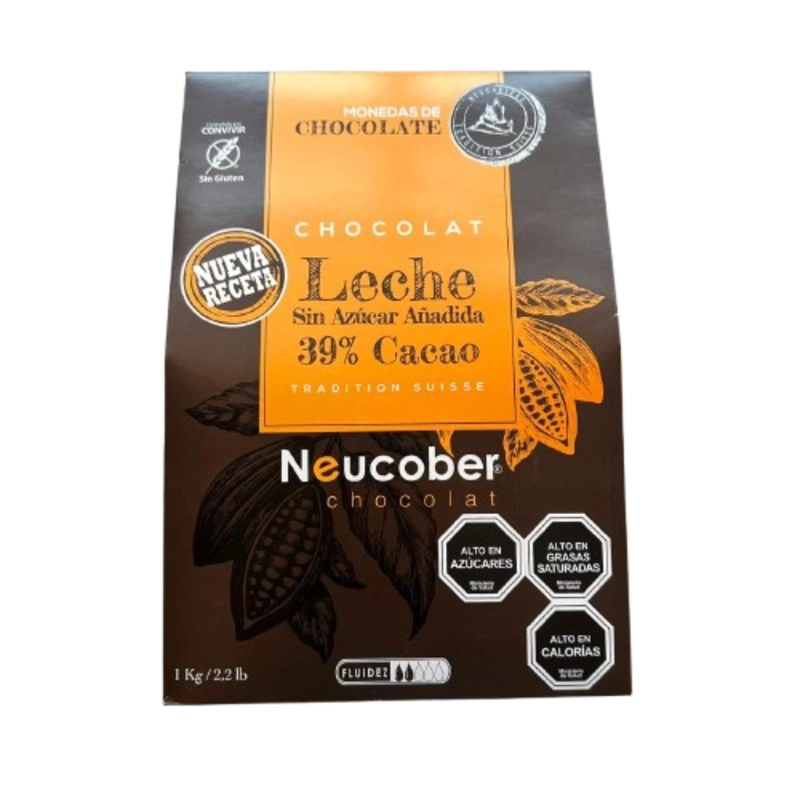 CHOCOLATE 39% CACAO LECHE SIN AZUCAR MONEDAS NEUCOBER 1KG - 1