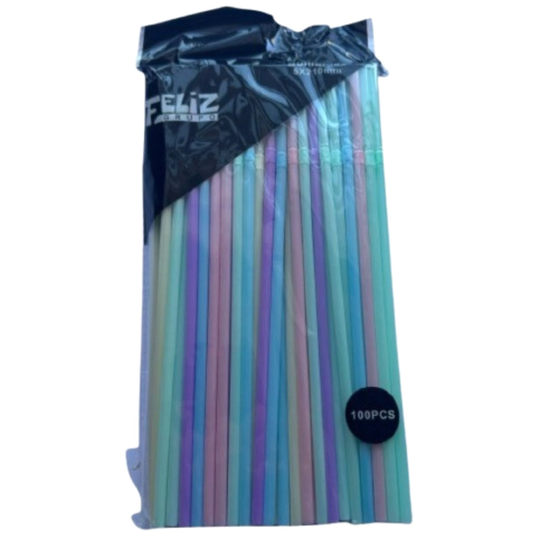 BOMBILLA MULTICOLOR PASTEL PLASTICO 100UN 2,5X16CM - 1