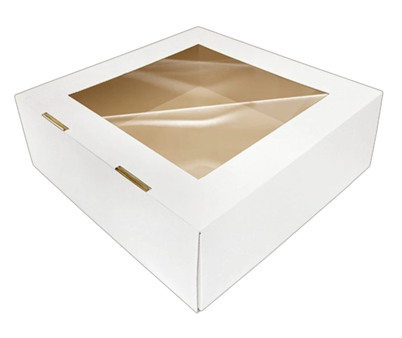 CAJA TORTA MICROCORRUGADA CUADRADA VENTANA SUPERIOR 34X15CM - 1