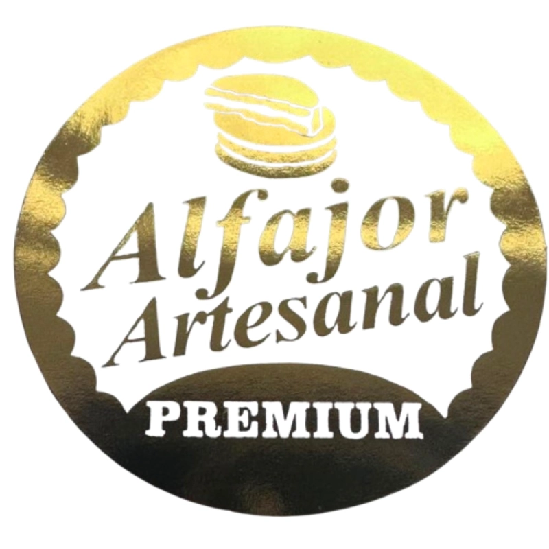 STICKER ALFAJOR BLANCO DORADO 100UN 38MM - 1