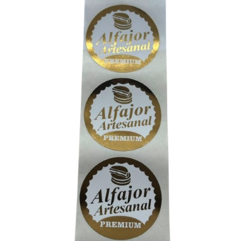 STICKER ALFAJOR BLANCO DORADO 100UN 38MM - 2