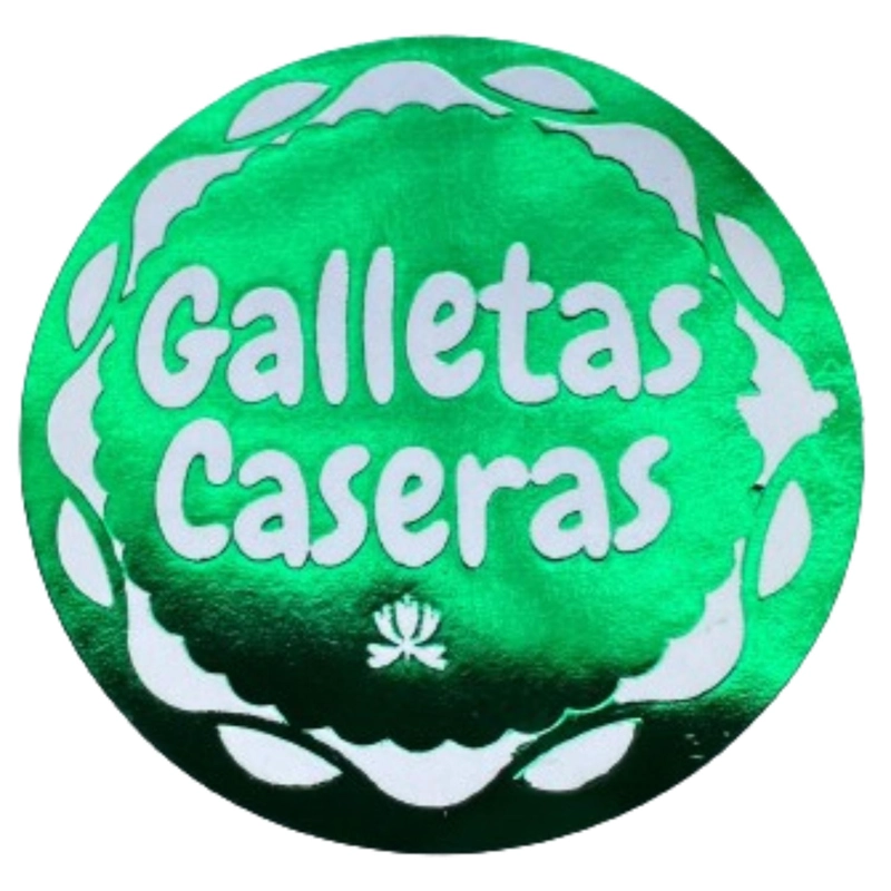 STICKER GALLETAS CASERAS VERDE 100UN 38MM - 1