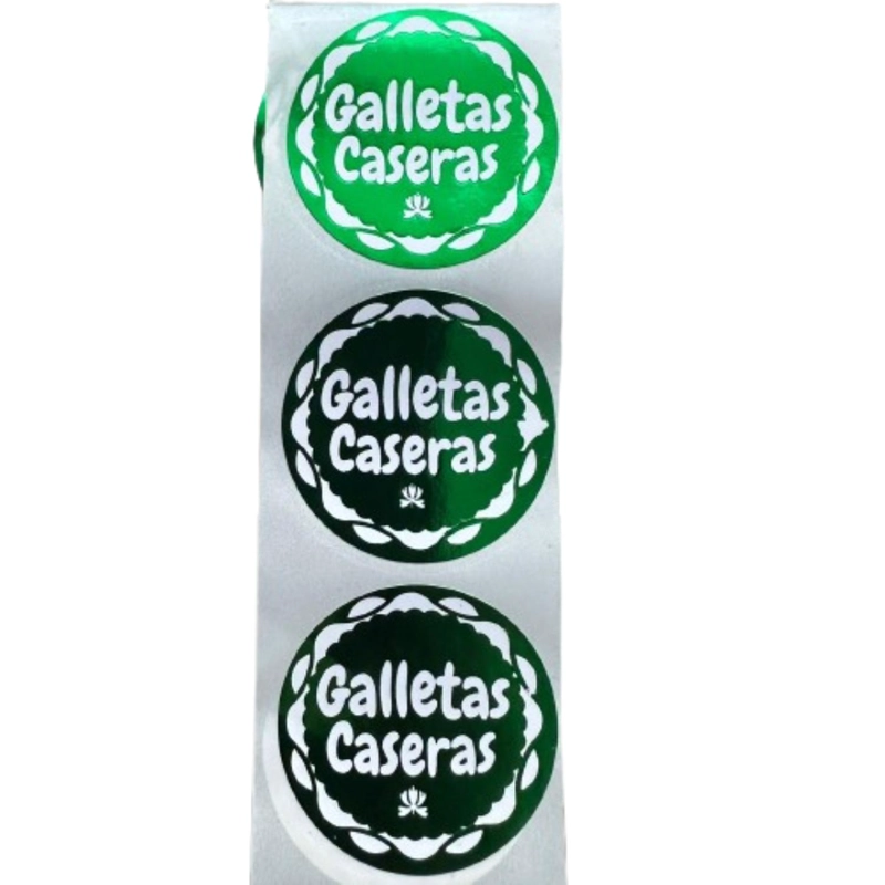STICKER GALLETAS CASERAS VERDE 100UN 38MM - 2
