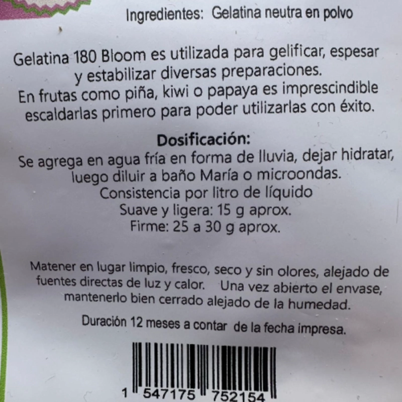 GELATINA NEUTRA 180 BLOOM KREATORTAS 100GR - 1