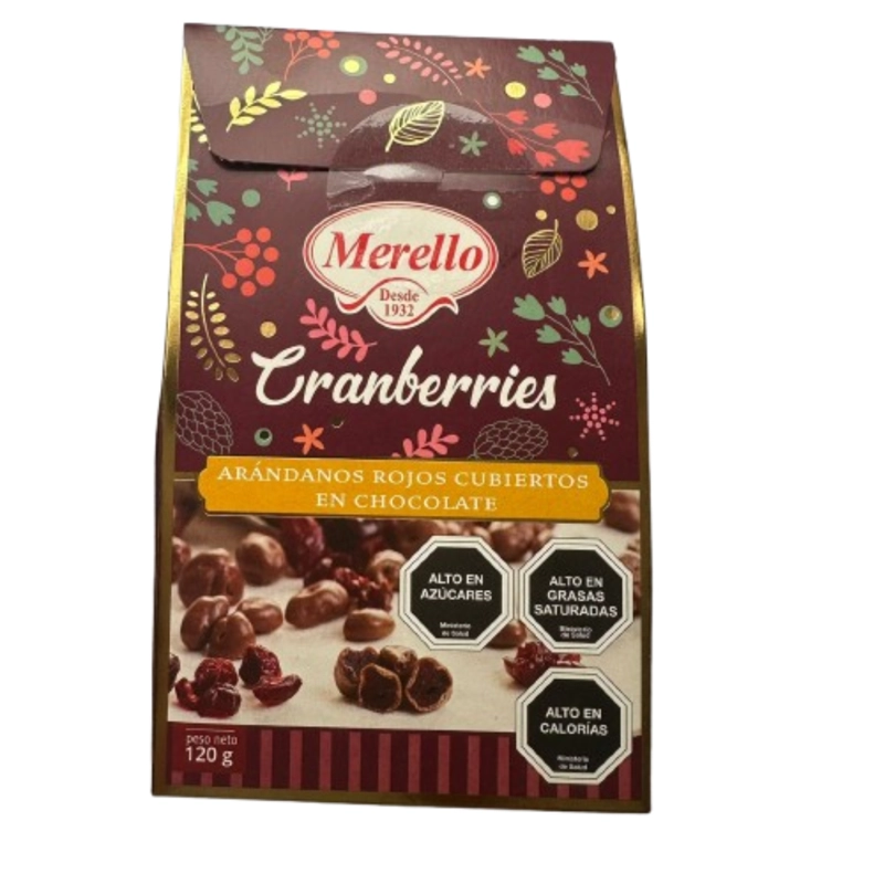 CRANBERRIES BAÑADOS EN CHOCOLATE FINO MERELLO 120G - 2