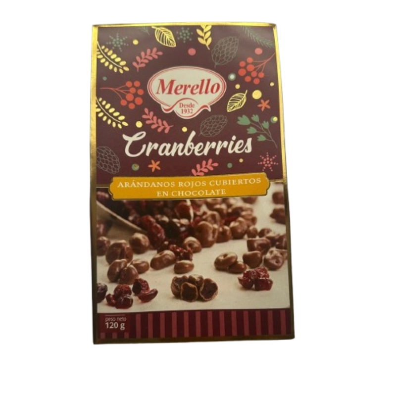 PACK 2 CRANBERRIES BAÑADOS EN CHOCOLATE FINO MERELLO 120G - 1