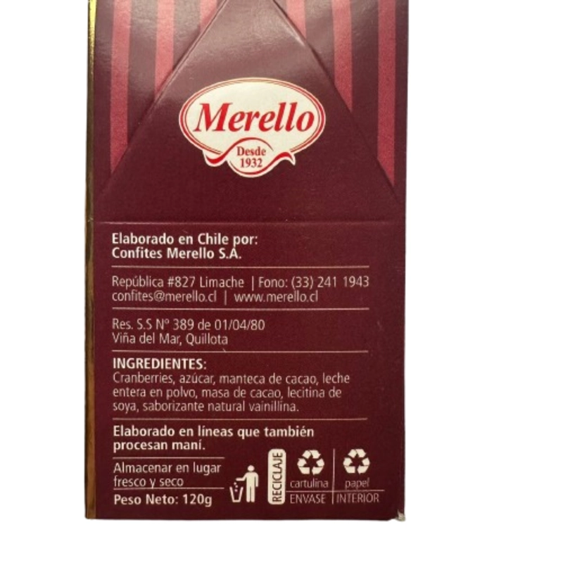 PACK 2 CRANBERRIES BAÑADOS EN CHOCOLATE FINO MERELLO 120G - 3