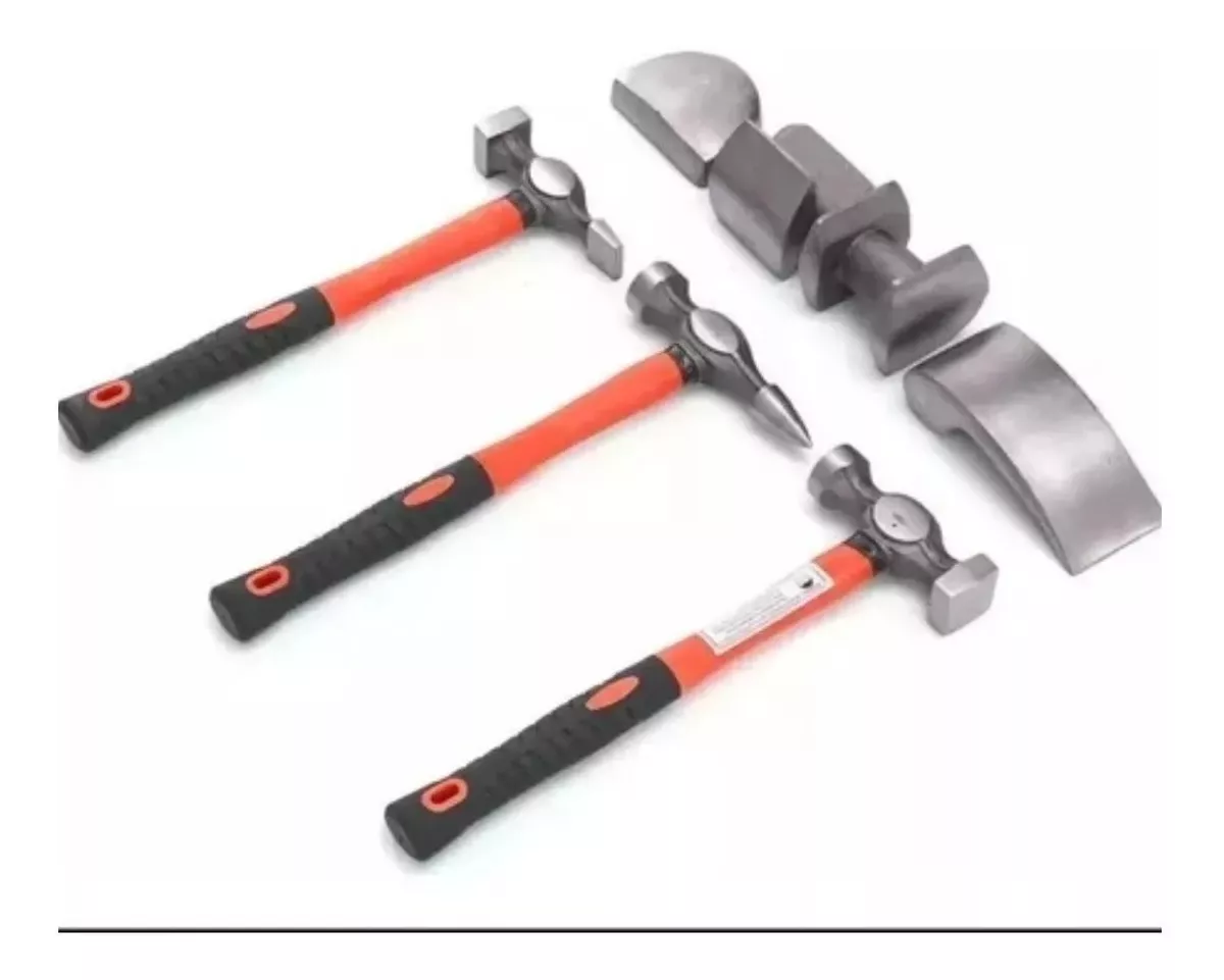 KIT DESABOLLADOR CARROCERIA MARTILLOS Y CUÑA DE ACERO 7 PCS - 1