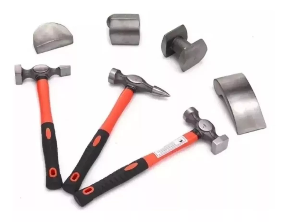 KIT DESABOLLADOR CARROCERIA MARTILLOS Y CUÑA DE ACERO 7 PCS - 2