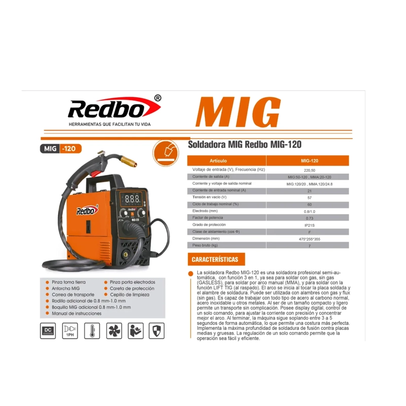 MAQUINA DE SOLDAR MIG/MMA SIN GAS + 2 CARRETES ALAMBRE FLUX - 4