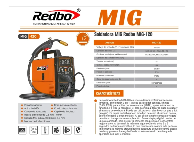 MAQUINA DE SOLDAR MIG/MMA SIN GAS + 2 CARRETES ALAMBRE FLUX - 2