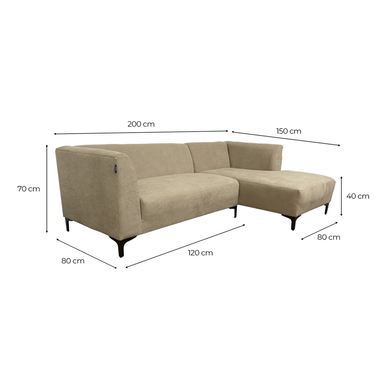 SECCIONAL FELPA BEIGE RAUL DERECHO - 3