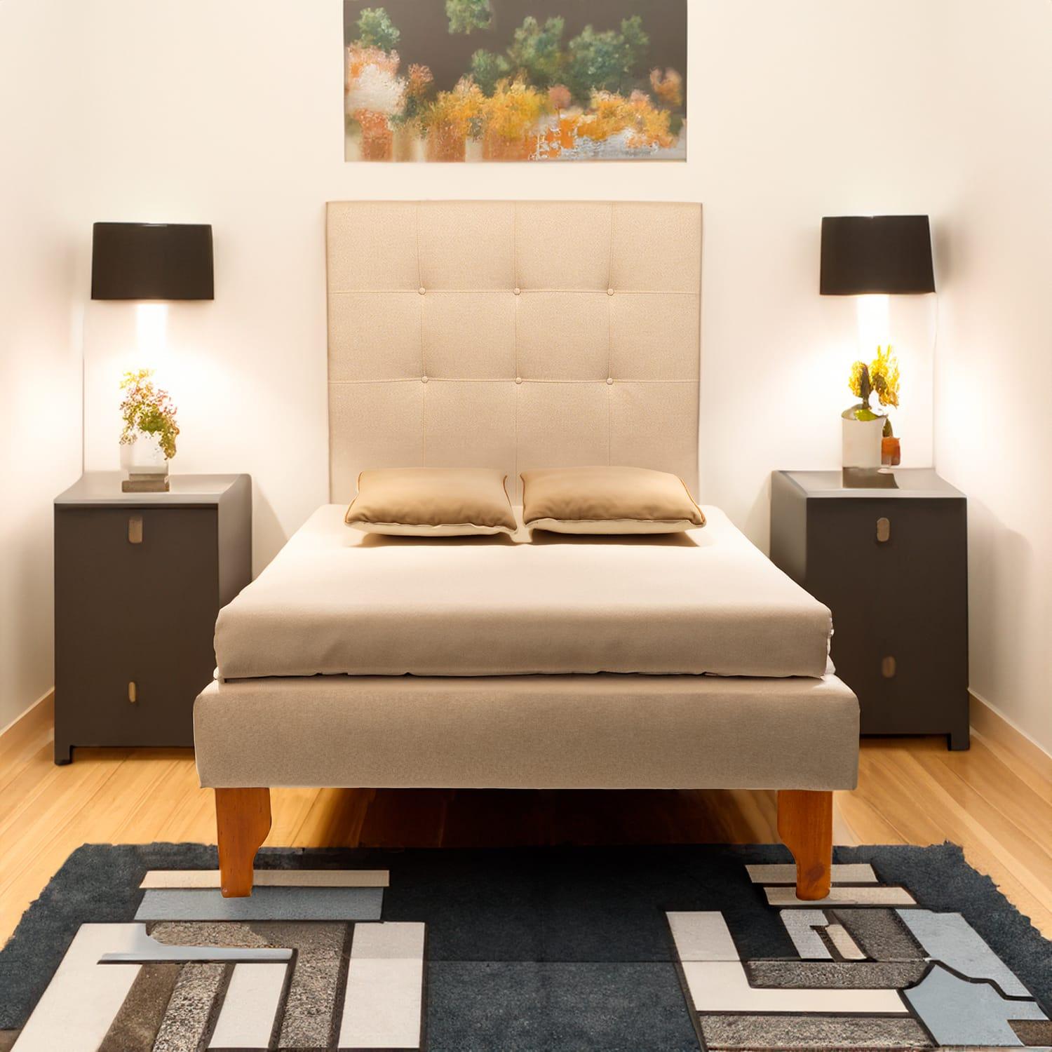 CAMA DISEÑOS VALESTRINI PLAZA Y MEDIA LINO BEIGE - 1