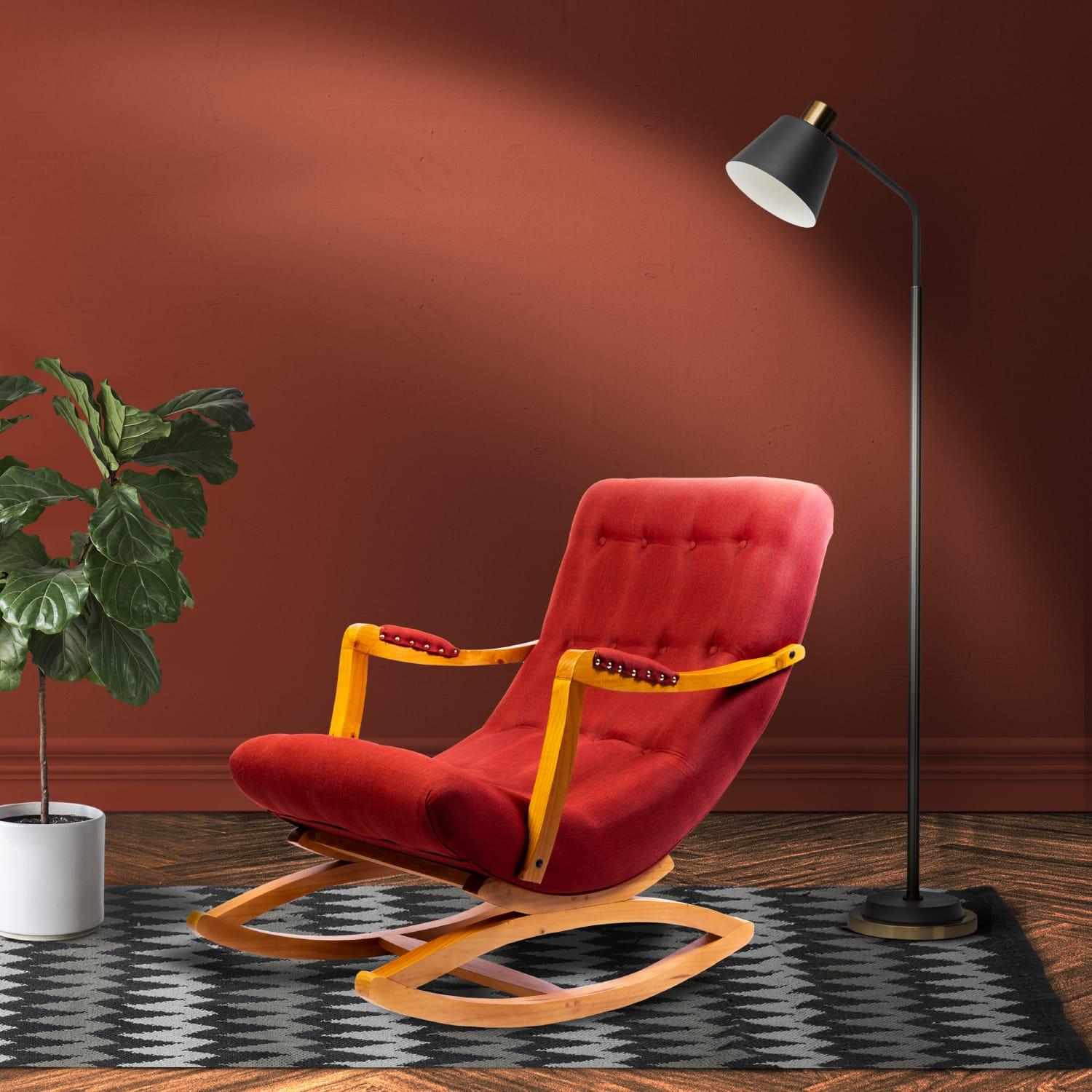SILLA MECEDORA DISEÑOS VALESTRINI LINO ROJO CON APOYA BRAZO - 1