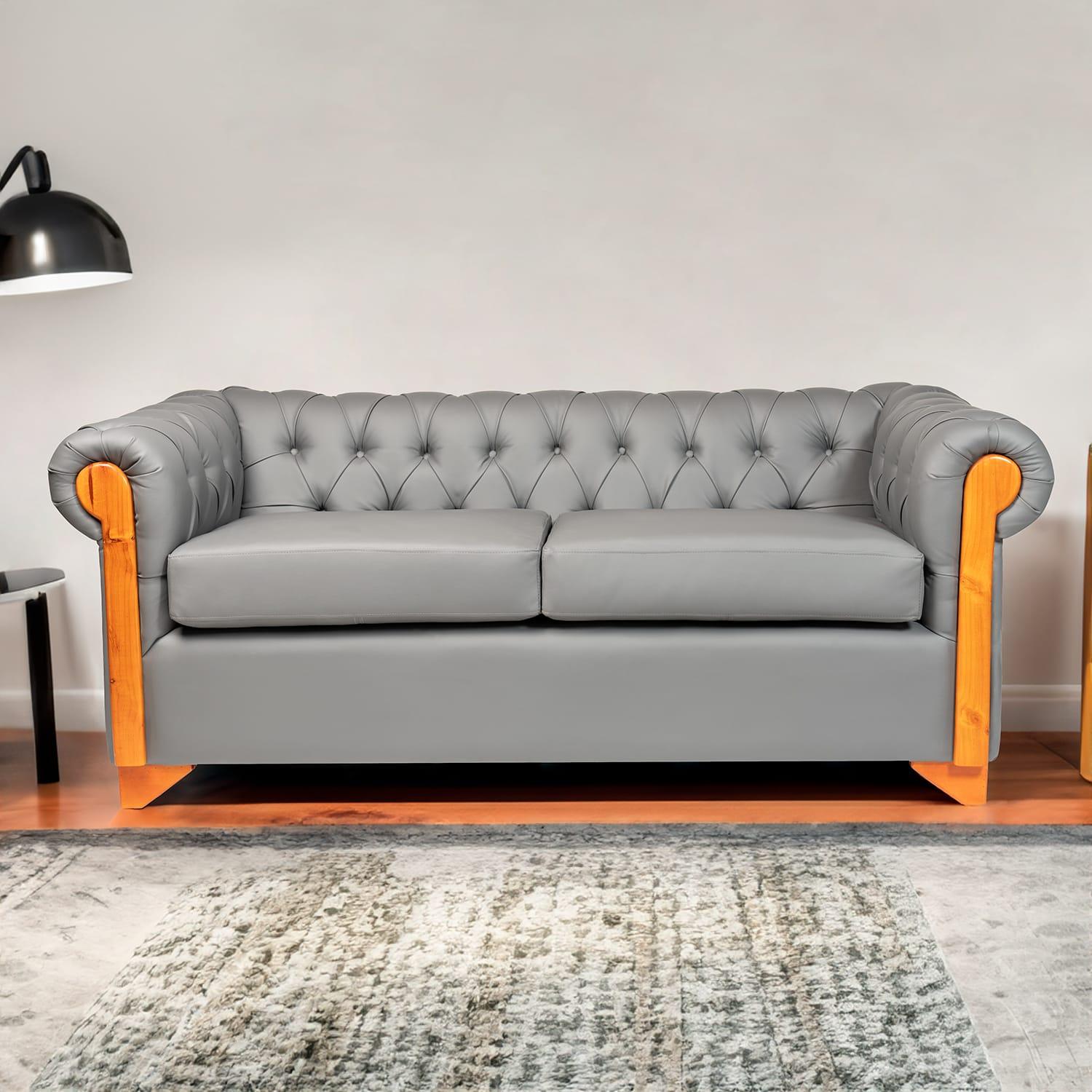 SOFÁ DISEÑOS VALESTRINI GRIS CHESTERFIELD ECOCUERO - 1