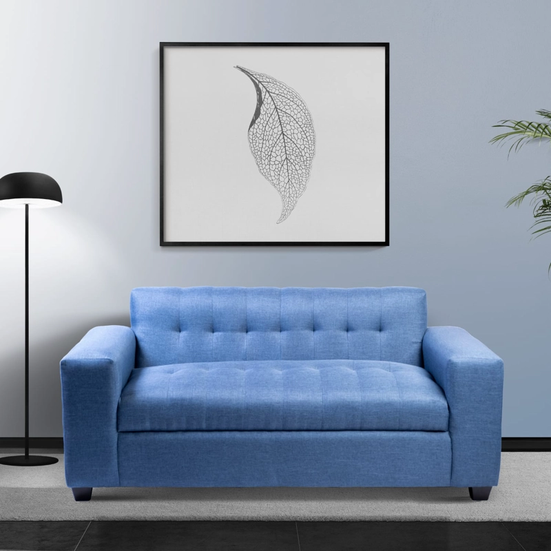 SOFÁ DISEÑOS VALESTRINI 2 CUERPOS LINO AZUL INDIGO - 1