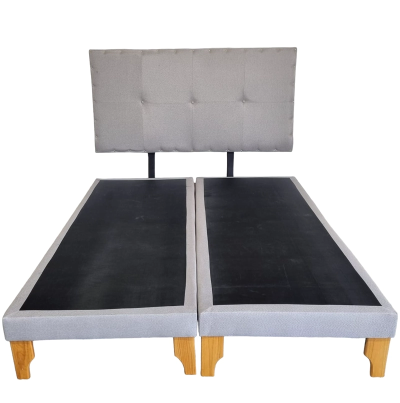 CAMA EUROPEA DISEÑOS VALESTRINI DOS PLAZAS LINO GRIS CLARO - 1