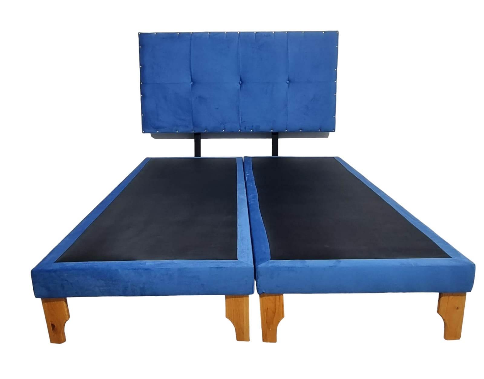 CAMA EUROPEA DISEÑOS VALESTRINI DOS PLAZAS FELPA AZUL - 1