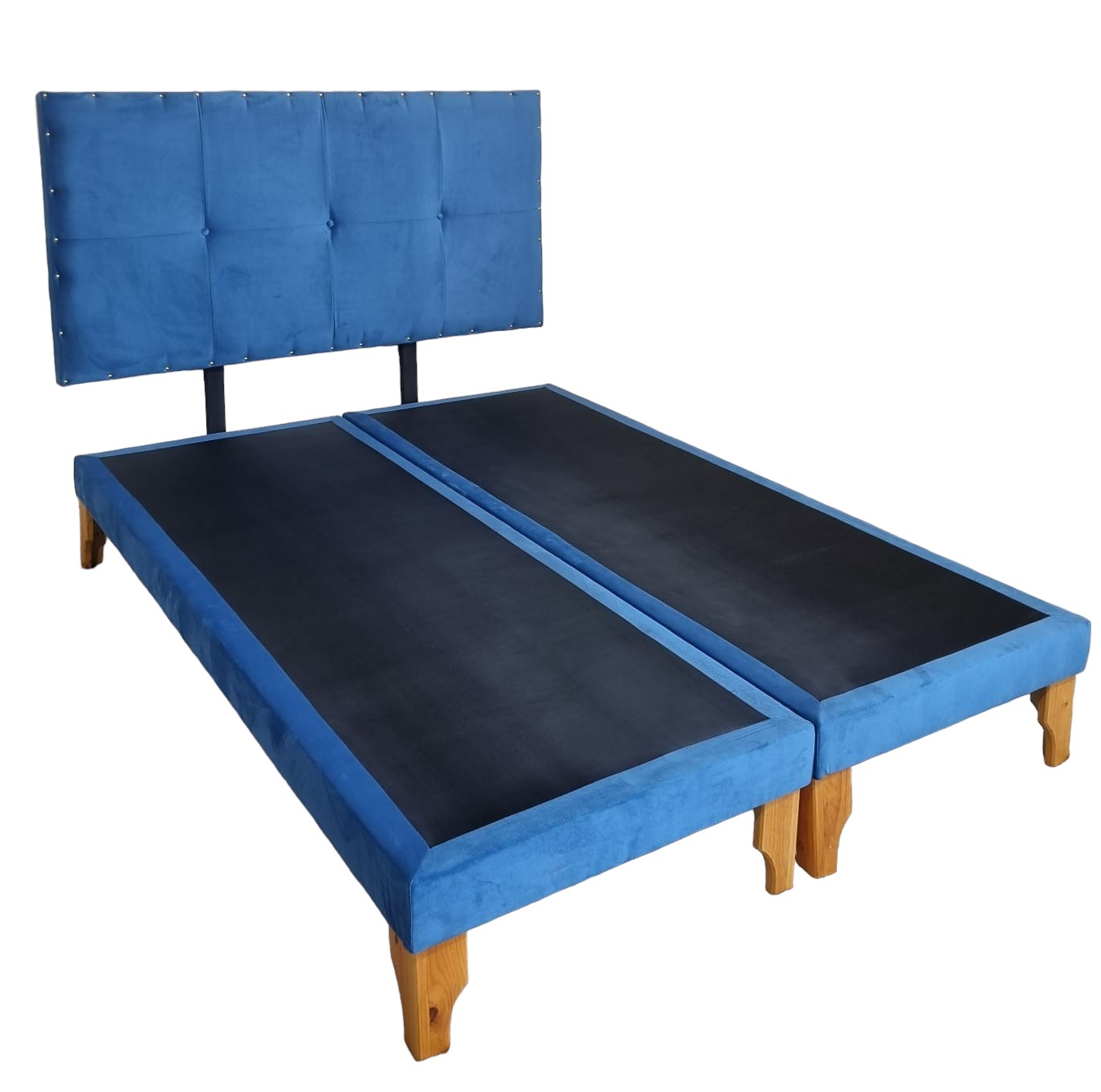 CAMA EUROPEA DISEÑOS VALESTRINI DOS PLAZAS FELPA AZUL - 2