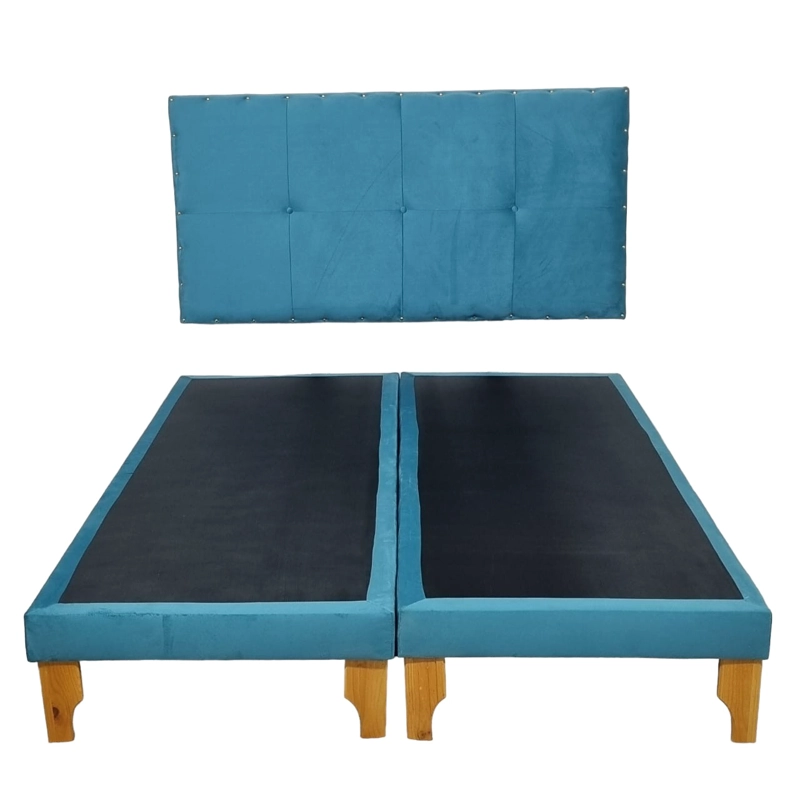 CAMA EUROPEA DISEÑOS VALESTRINI DOS PLAZAS FELPA TURQUESA - 1