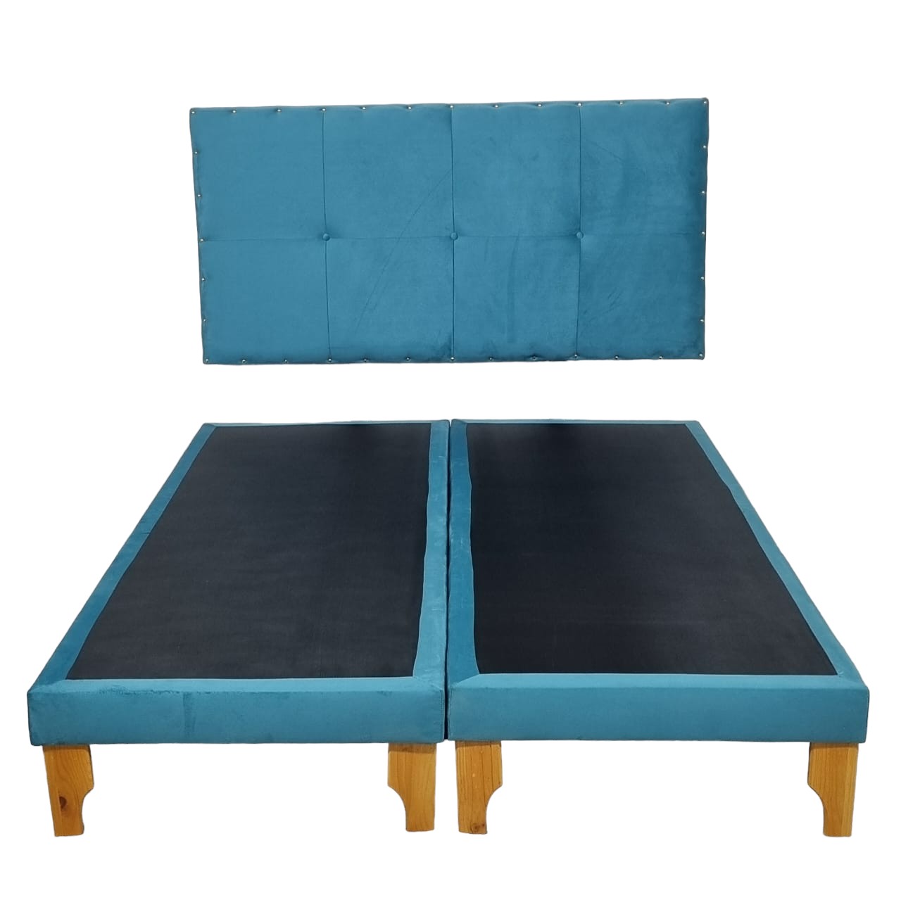 CAMA EUROPEA DISEÑOS VALESTRINI DOS PLAZAS FELPA TURQUESA - 1