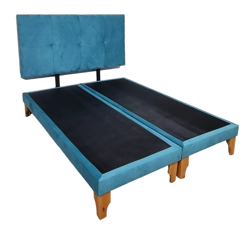 CAMA EUROPEA DISENOS VALESTRINI KING FELPA TURQUESA