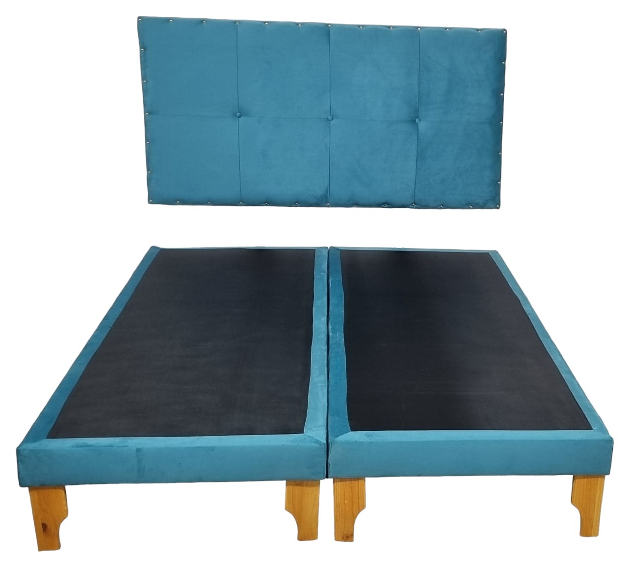 CAMA EUROPEA DISEÑOS VALESTRINI KING FELPA TURQUESA - 2