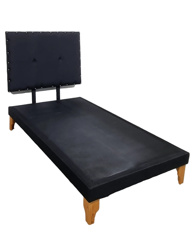 CAMA EUROPEA DISEÑOS VALESTRINI PLAZA Y MEDIA LINO NEGRO - 1