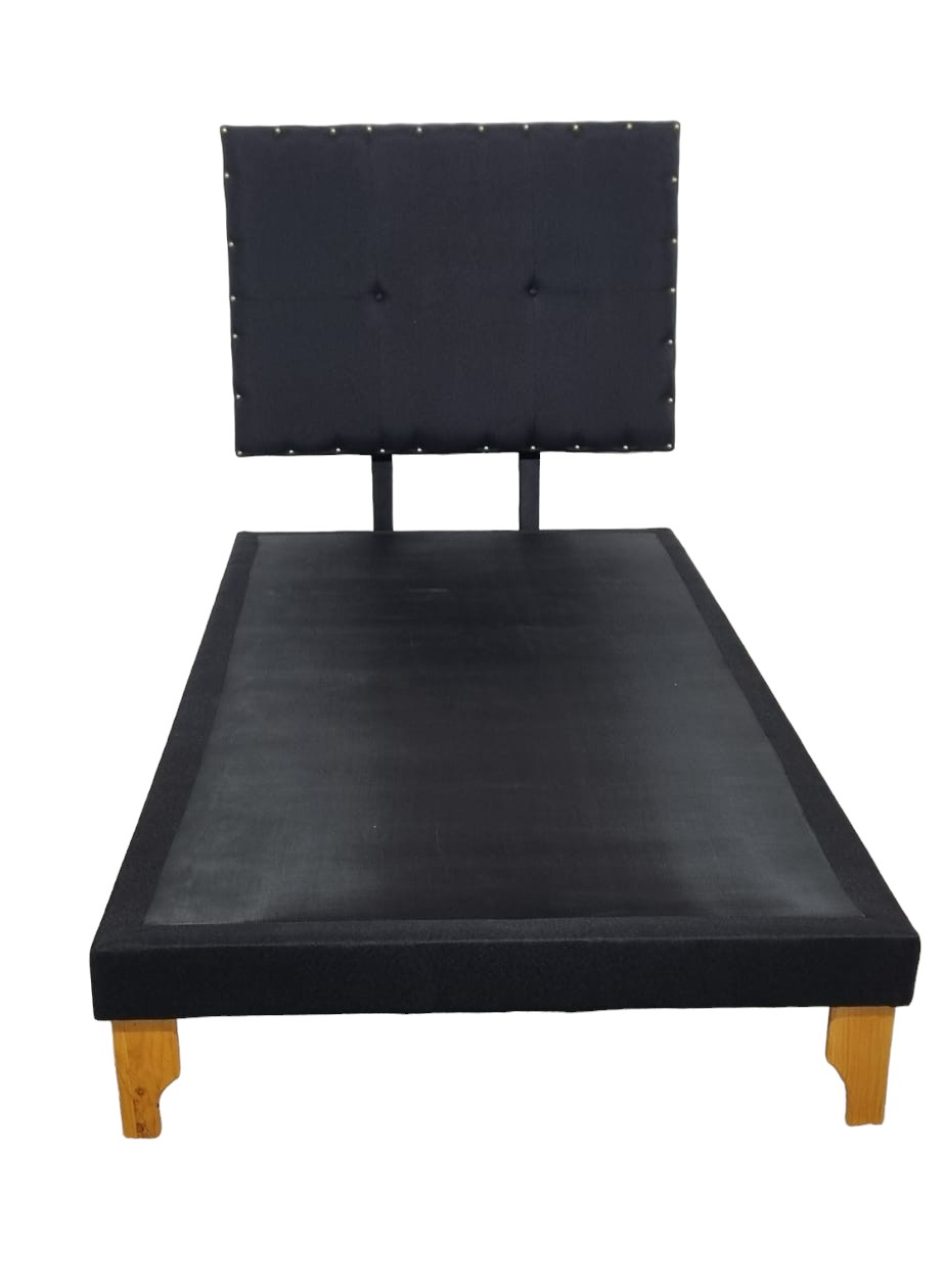 CAMA EUROPEA DISEÑOS VALESTRINI PLAZA Y MEDIA LINO NEGRO - 2