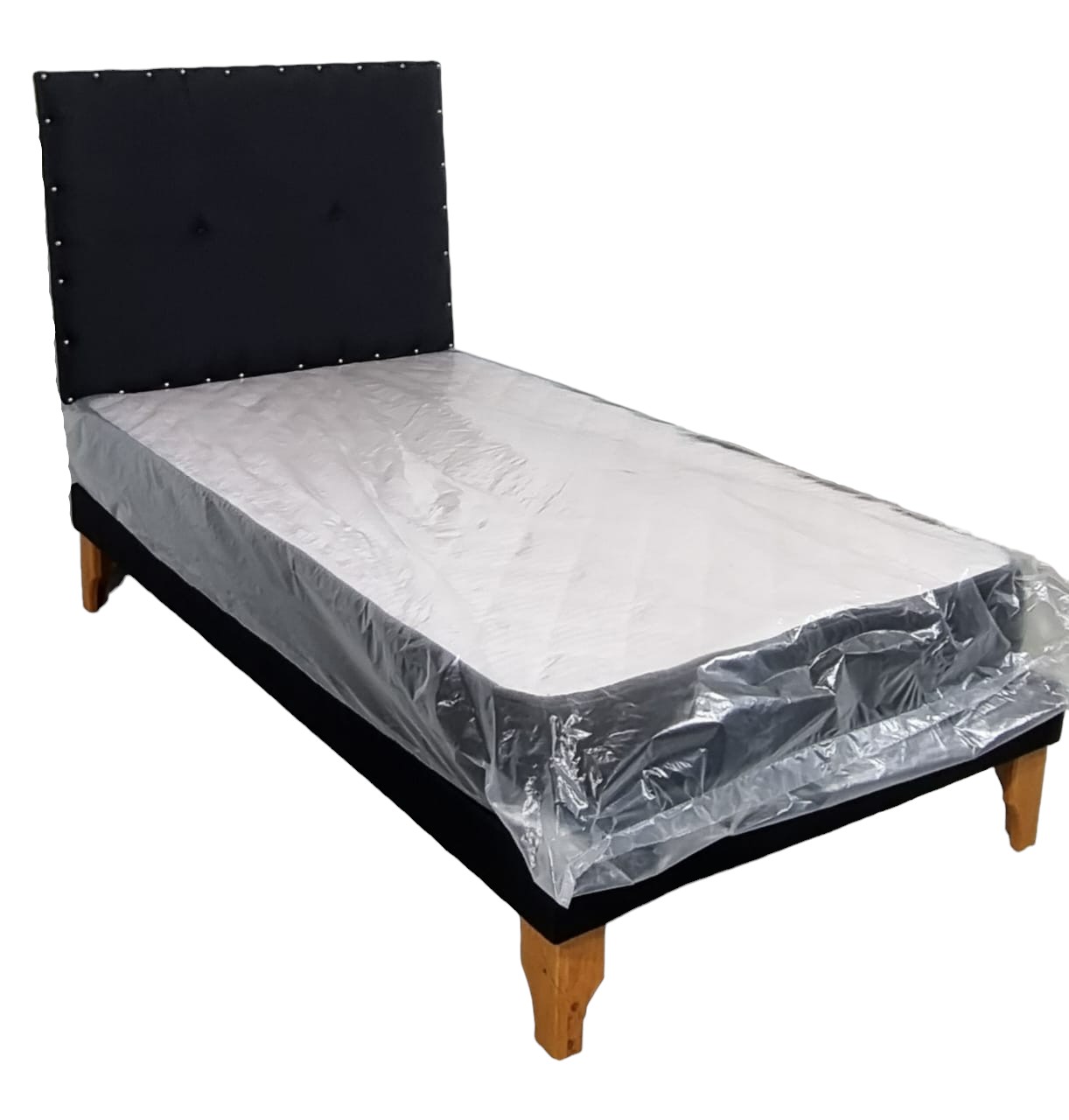 CAMA EUROPEA DISEÑOS VALESTRINI PLAZA Y MEDIA LINO NEGRO - 5