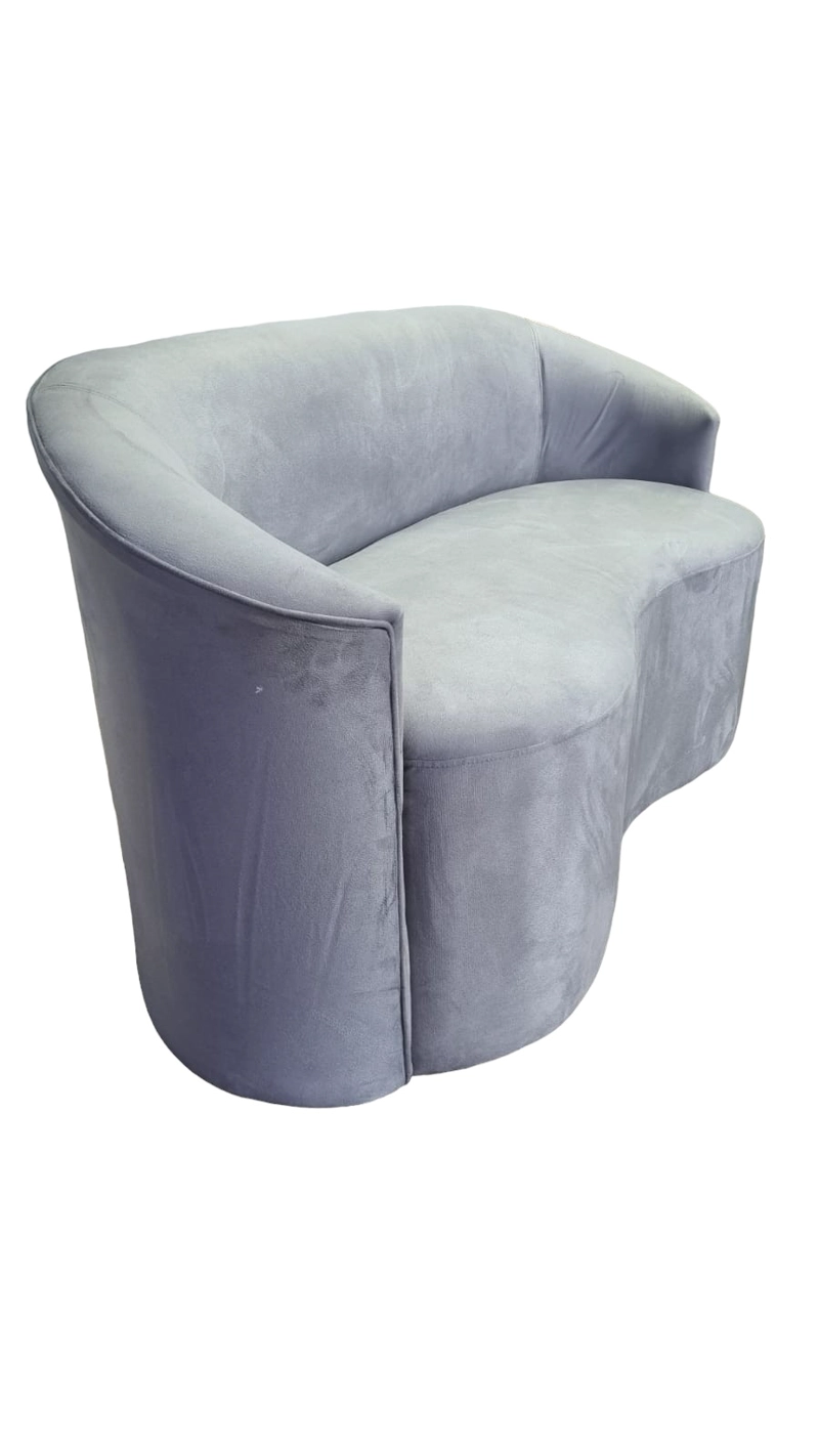 SOFÁ DISEÑOS VALESTRINI 2 CUERPOS FELPA GRIS CLARO CURVO - 4