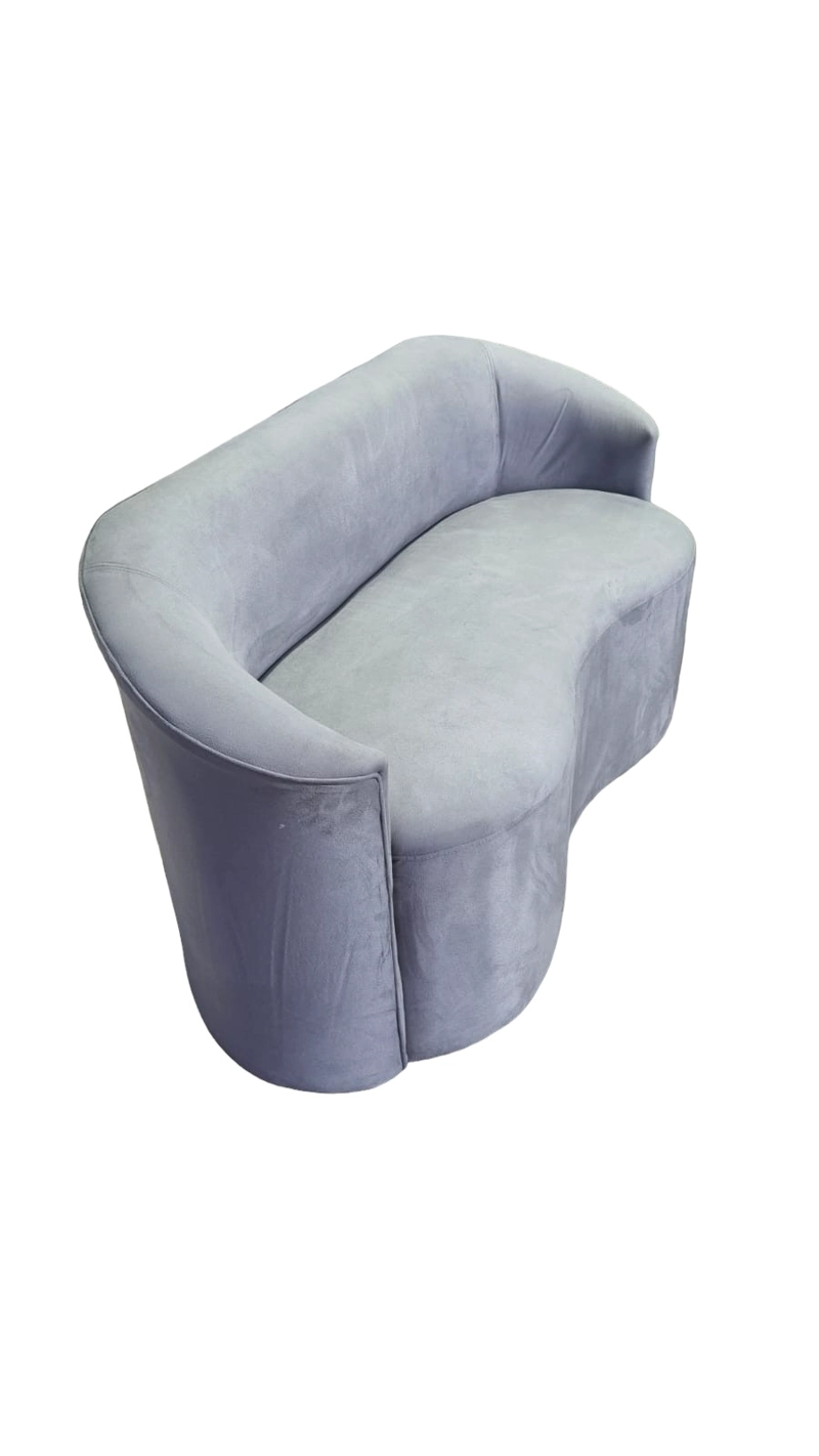 SOFÁ DISEÑOS VALESTRINI 2 CUERPOS FELPA GRIS CLARO CURVO - 5