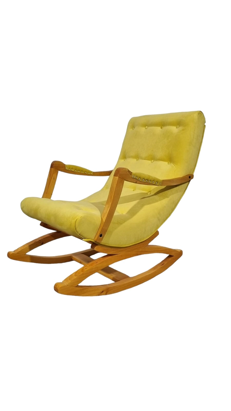 SILLA MECEDORA DISEÑOS VALESTRINI FELPA AMARILLO CON APOYA BRAZO OCRE - 1