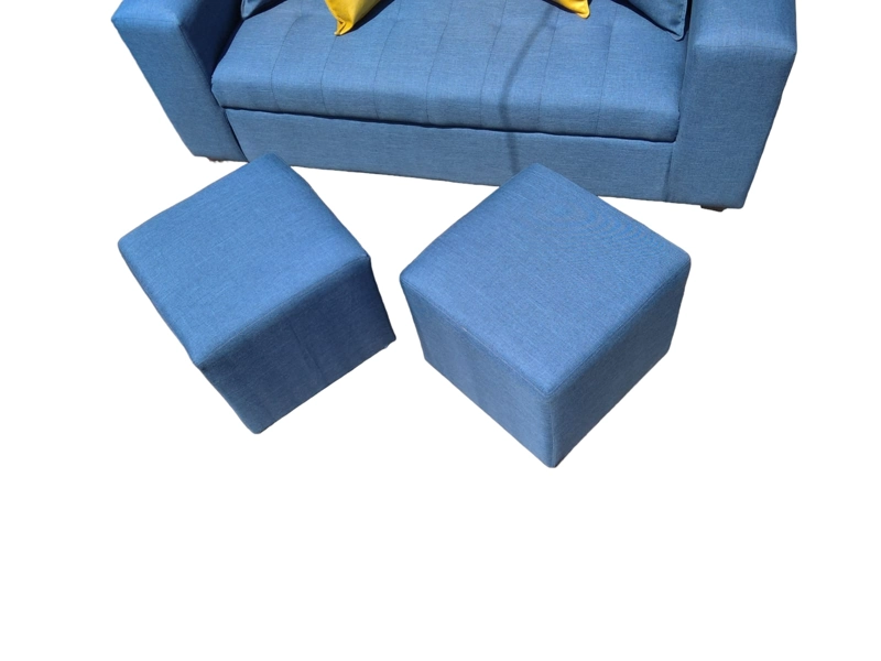 SOFÁ DISEÑOS VALESTRINI LINO AZUL DOS CUERPOS MAS POUFF INDIGO - 3