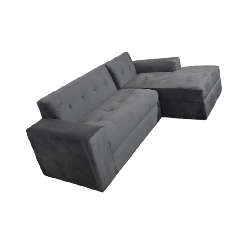 SOFÁ DISEÑOS VALESTRINI 4 CUERPOS FELPA GRIS SECCIONAL DIVAN DERECHO - 2