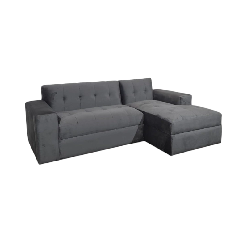 SOFÁ DISEÑOS VALESTRINI 4 CUERPOS FELPA GRIS SECCIONAL DIVAN DERECHO - 3