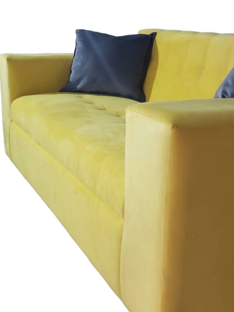 SOFÁ DISEÑOS VALESTRINI 2 CUERPOS FELPA AMARILLO OCRE - 3
