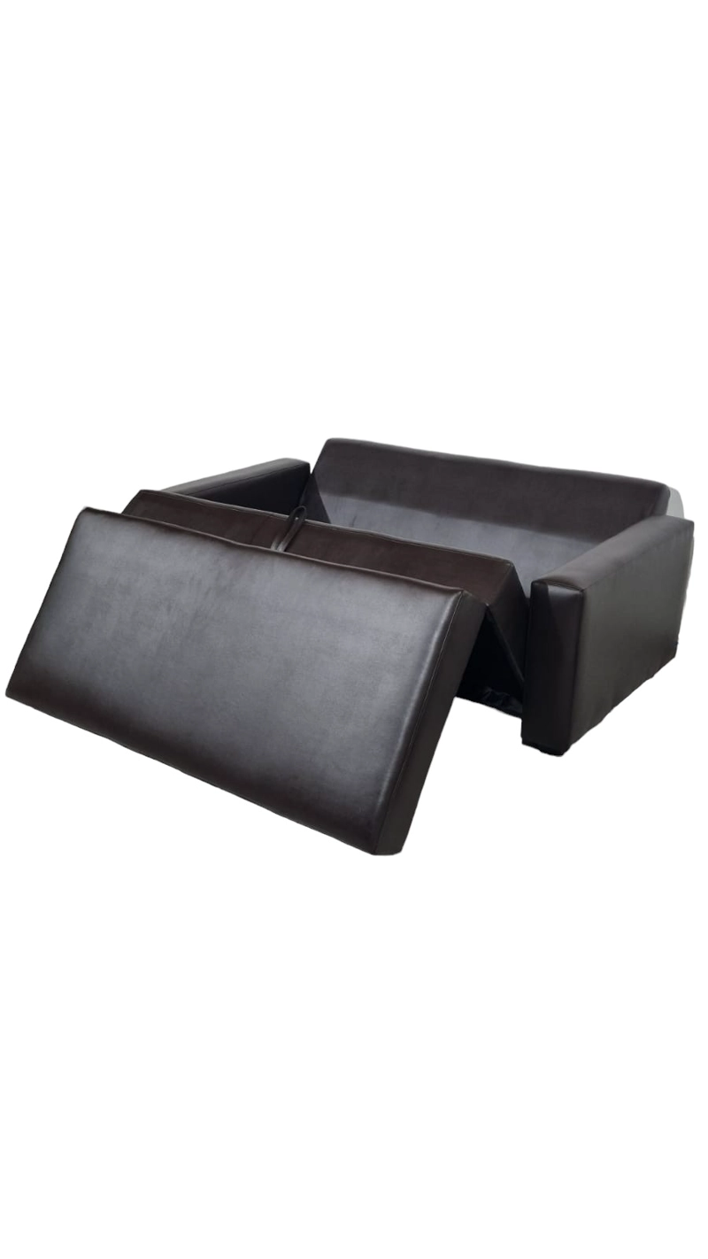 SOFÁ DISEÑOS VALESTRINI 2 CUERPOS CHOCOLATE CAMA MULTIFUNCIONAL ECOCUCUERO - 2