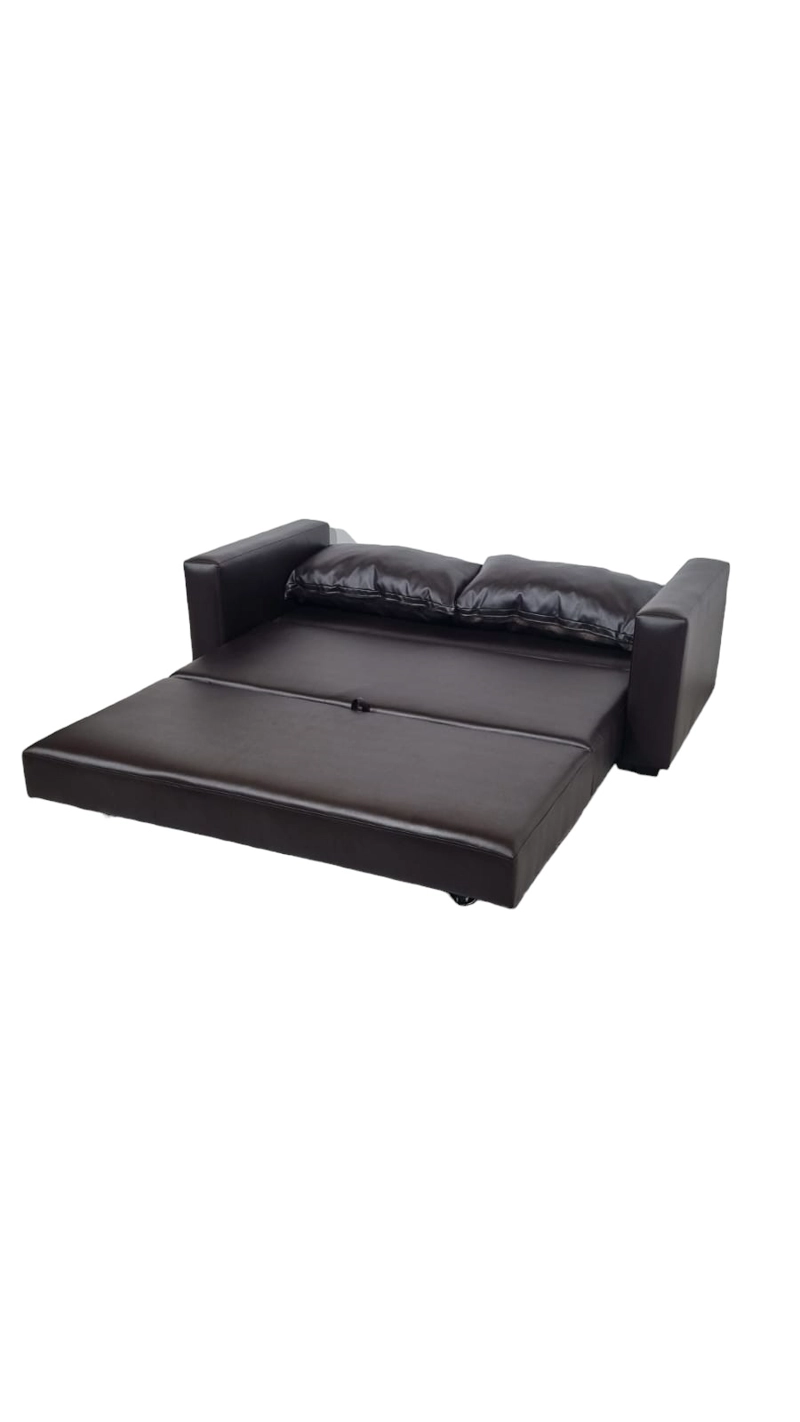 SOFÁ DISEÑOS VALESTRINI 2 CUERPOS CHOCOLATE CAMA MULTIFUNCIONAL ECOCUCUERO - 4