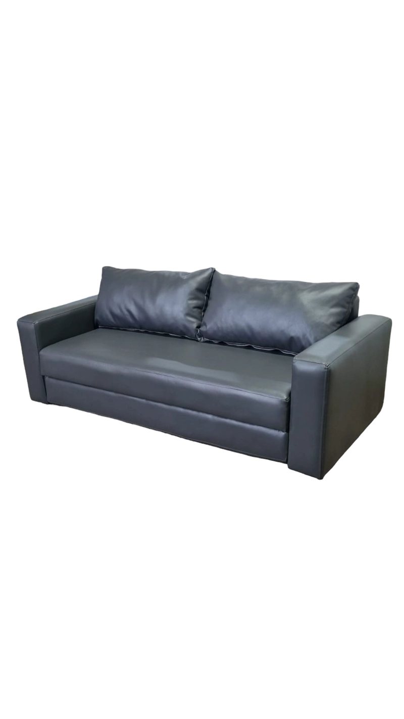 SOFÁ DISEÑOS VALESTRINI 2 CUERPOS GRIS CAMA MULTIFUNCIONAL ECOCUERO - 2