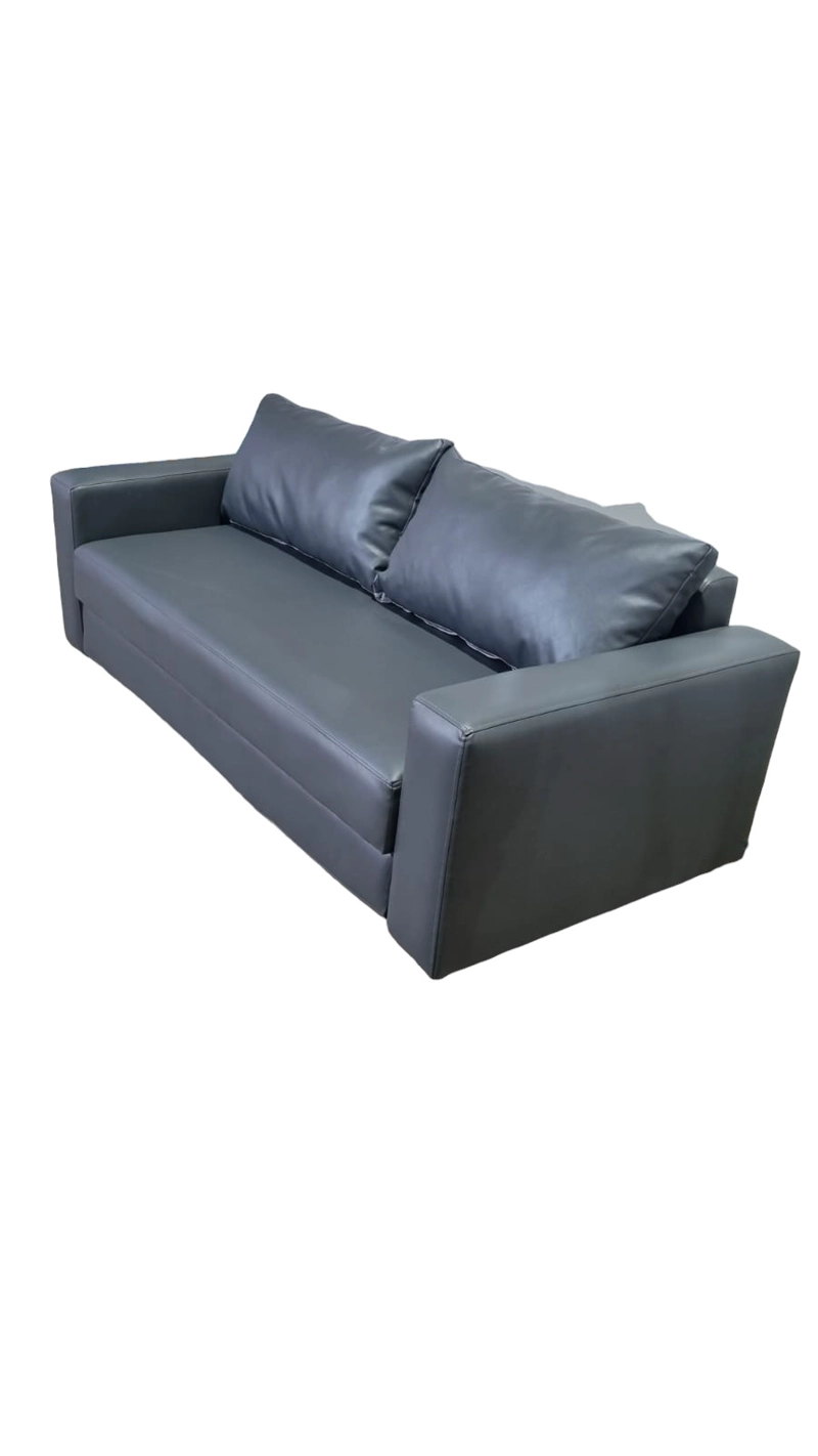 SOFÁ DISEÑOS VALESTRINI 2 CUERPOS GRIS CAMA MULTIFUNCIONAL ECOCUERO - 3