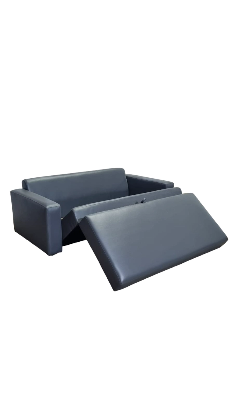 SOFÁ DISEÑOS VALESTRINI 2 CUERPOS GRIS CAMA MULTIFUNCIONAL ECOCUERO - 4