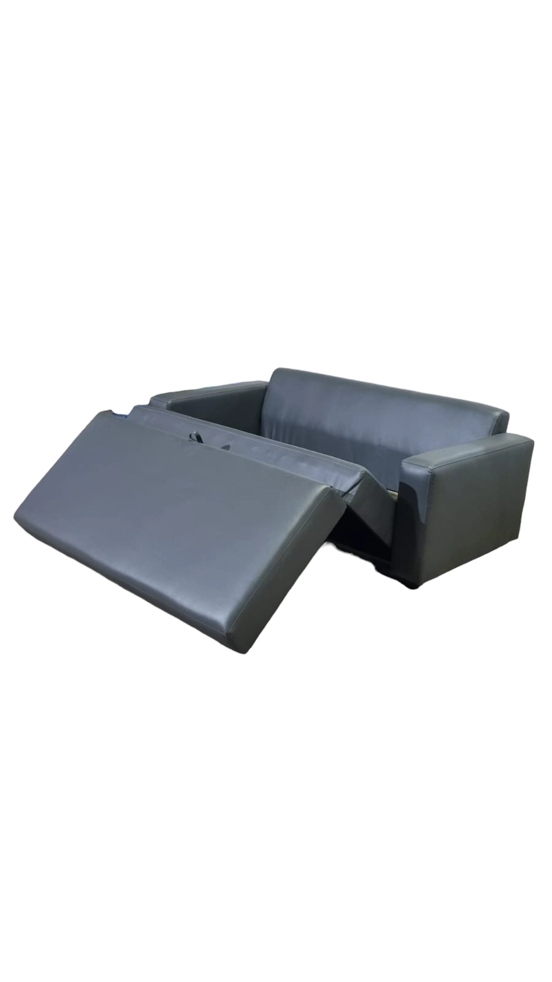 SOFÁ DISEÑOS VALESTRINI 2 CUERPOS GRIS CAMA MULTIFUNCIONAL ECOCUERO - 5
