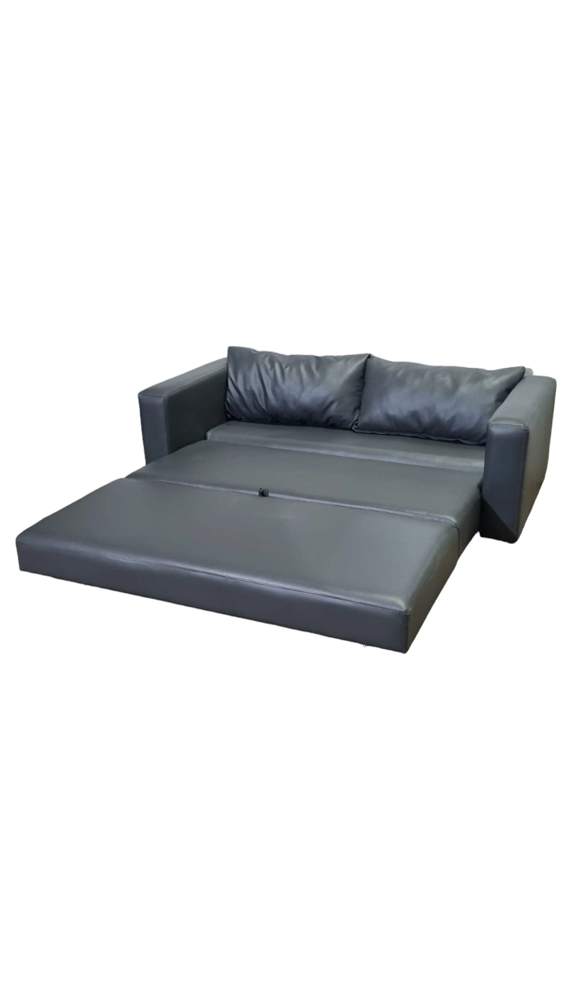 SOFÁ DISEÑOS VALESTRINI 2 CUERPOS GRIS CAMA MULTIFUNCIONAL ECOCUERO - 6