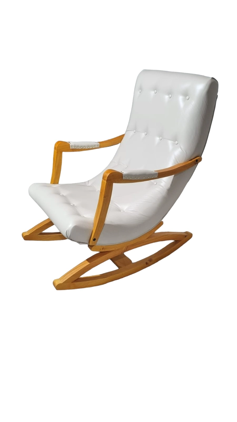 SILLA MECEDORA DISEÑOS VALESTRINI BEIGE CON APOYA BRAZO ECOCUERO - 2