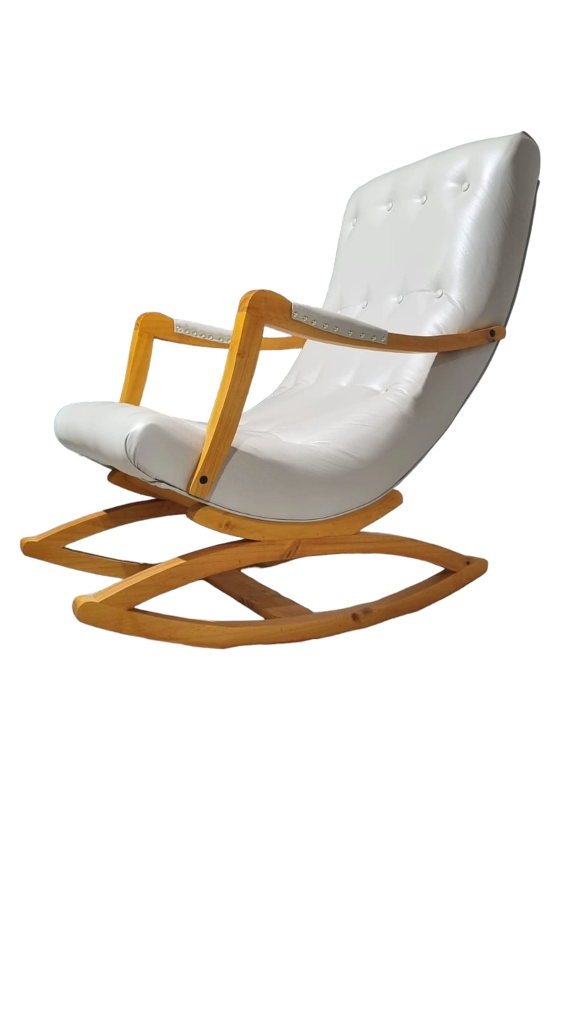 SILLA MECEDORA DISEÑOS VALESTRINI BEIGE CON APOYA BRAZO ECOCUERO - 3