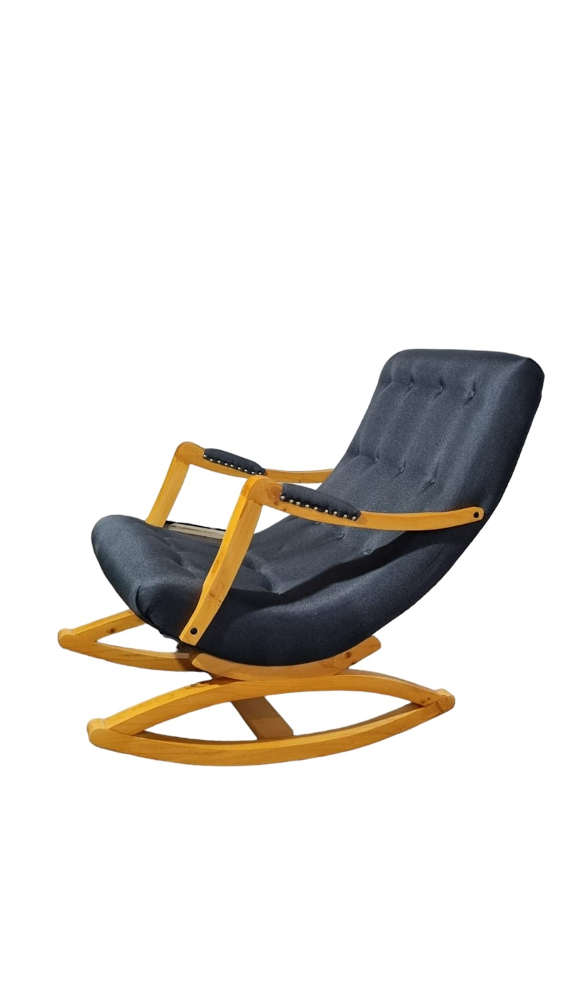 SILLA MECEDORA DISEÑOS VALESTRINI LINO GRIS CON APOYA BRAZO OSCURO - 2