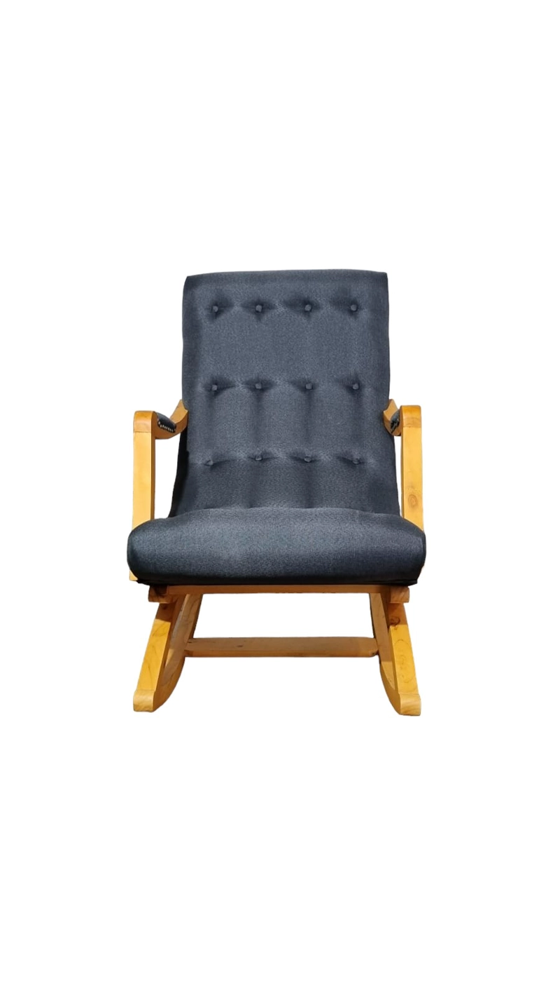SILLA MECEDORA DISEÑOS VALESTRINI LINO GRIS CON APOYA BRAZO OSCURO - 3